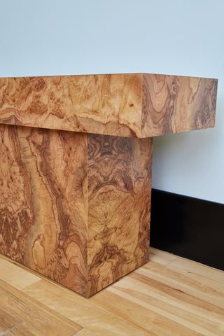 MCM Burlwood Veneer Console Table